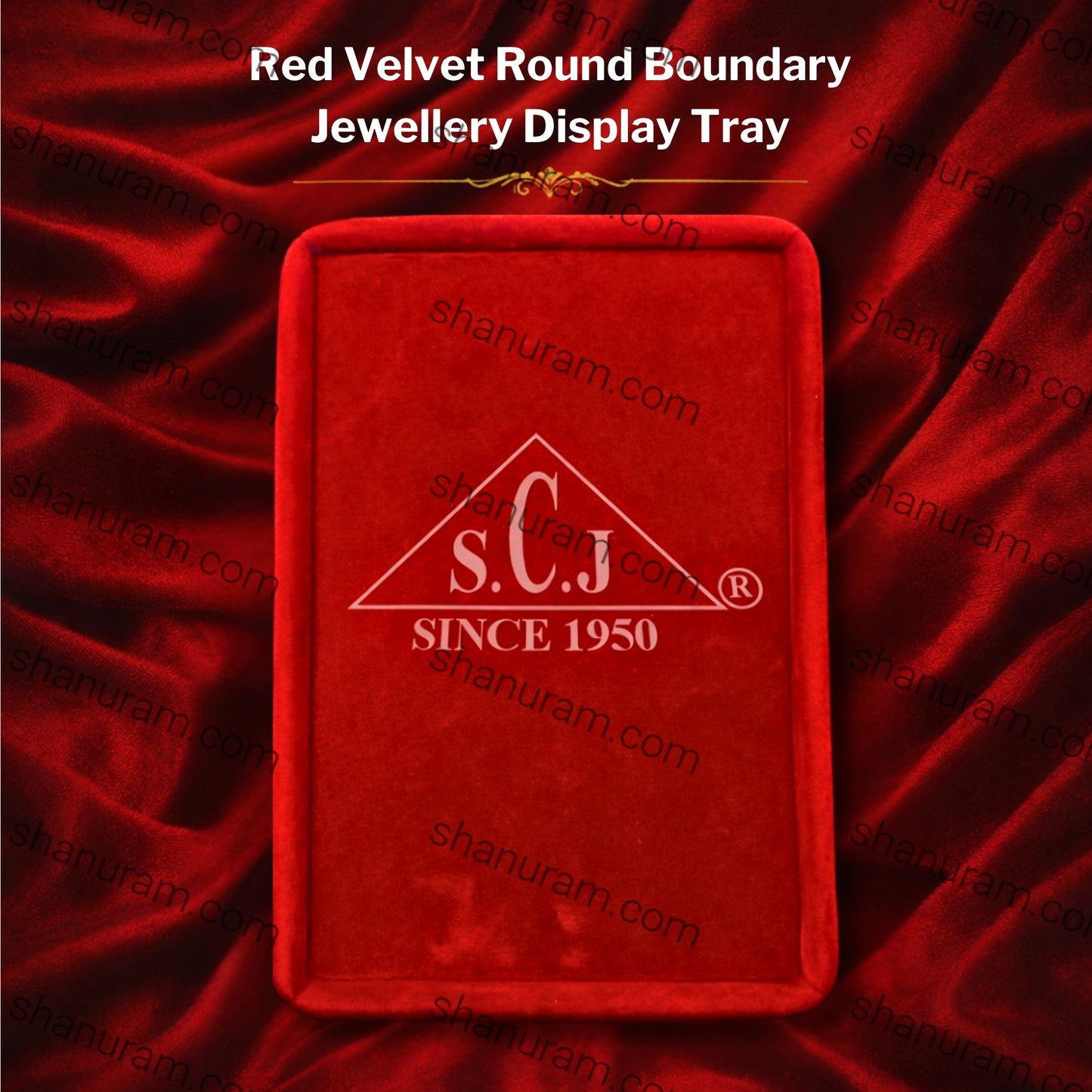 Red Velvet Round Boundary Jewellery Display Tray