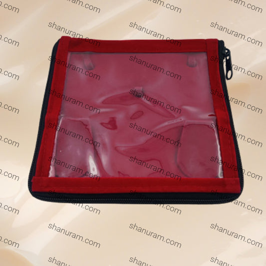 Square Red Velvet Small Necklace Set Zipper Folder