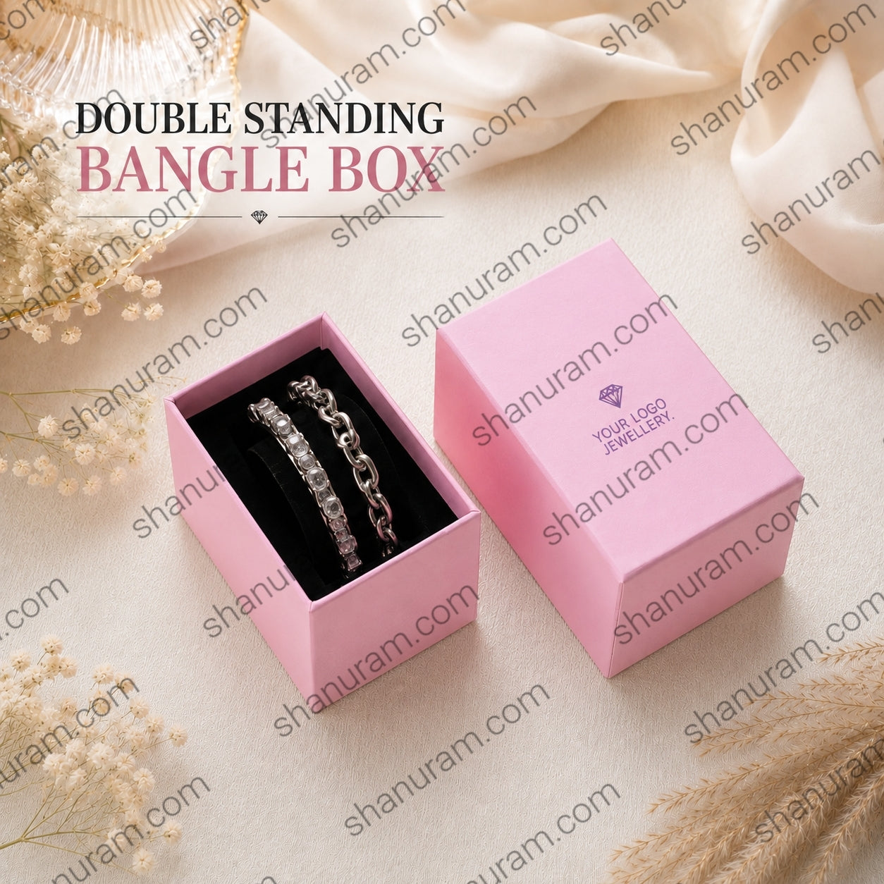 Double Standing Bangle Box – Premium Hard Cardboard Jewelry Packaging Box with Custom Logo Printing