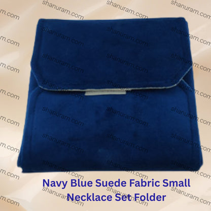 Navy Blue Suede Fabric Small Necklace Set Folder