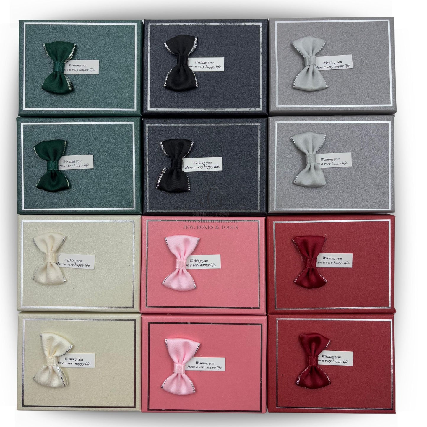 Medium Cardboard Cushion Jewellery Boxes – Pendant, Tops & Ring Storage | 12 Pieces Pack with Happy Life Tag