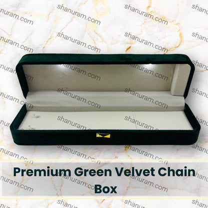 Premium Green Velvet LED Chain Box with White Suede Interior