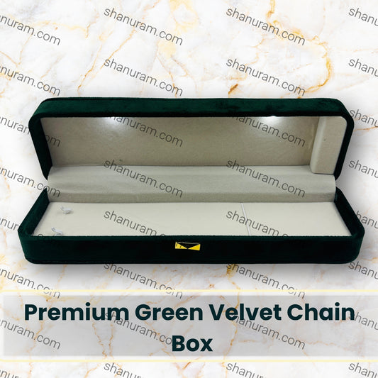Premium Green Velvet LED Chain Box with White Suede Interior