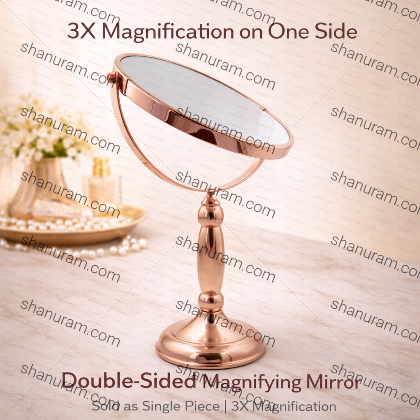 Coesmatic Rose Gold Oval 3X Magnifying Mirror