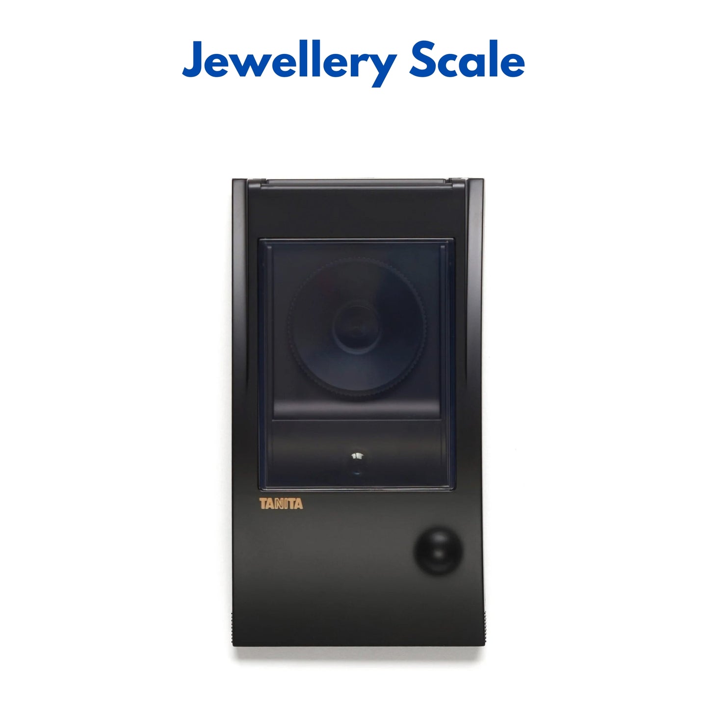 Black jewellery scale with 'Tanita' branding on a white background