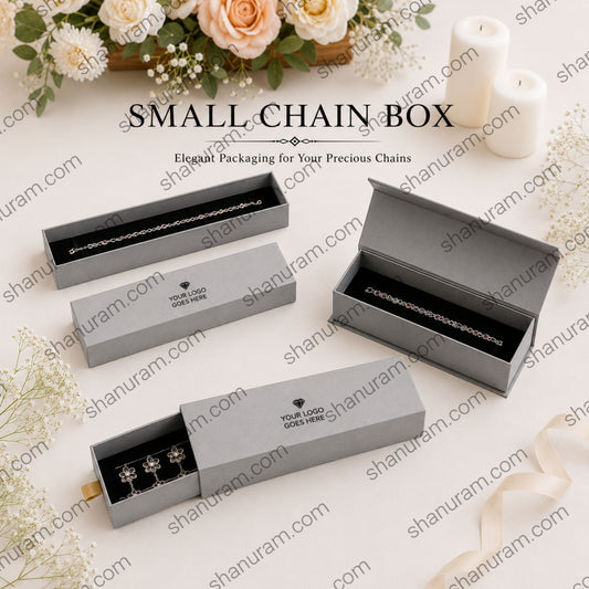 Premium Small Chain Jewellery Box – Slider & Magnetic Flap Hard Cardboard Gift Packaging Box with Custom Logo Printing