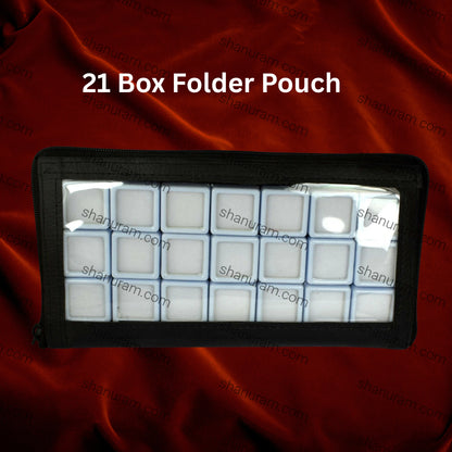 Jewelry bag display carry bag for 21 pcs of glass top 3x3 cm size box with cover zipper | 21 Box Folder Pouch