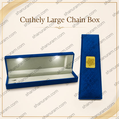 Blue Cuthely Large LED Chain Jewelry Box | Premium Blue Velvet Necklace Gift Box with White Suede Interior | 9 x 2.5 x 1.5 Inch