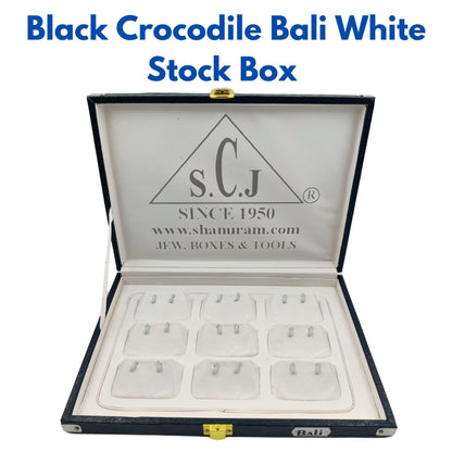 Bali Black Crocodile White Stock Box | Bali Storage Box | Bali Stock Box | Jewellery Storage Box | Jewelry Storage Box | Jewelry Stock Box