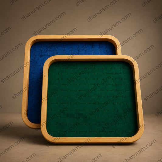 12 x 12 Inch Wooden Velvet Jewelry Display Tray | Premium Ring, Earring & Pendant Organizer Display