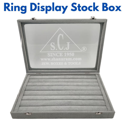 Grey Suede Fabric Ring Stock Display Box | Jewellery Stock Display Box | Ring Display Box