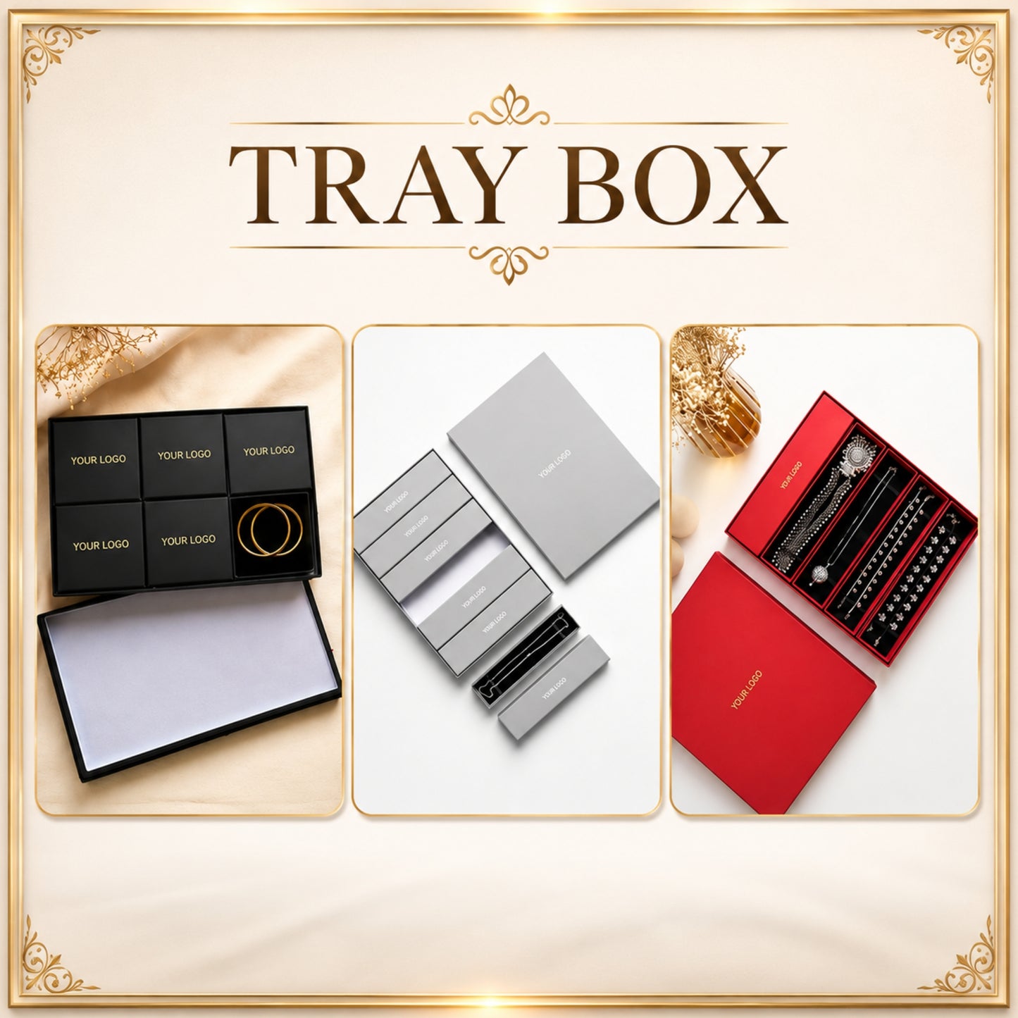 Premium Multipurpose Jewelry Tray Box with Custom Logo | Hard Cardboard Bangle, Chain & Jewelry Storage Display Box