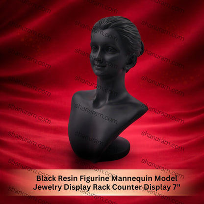 Black Resin Figurine Mannequin Model Jewelry Display Rack Counter Display 7"