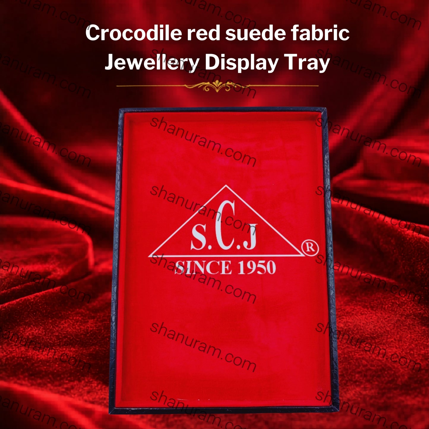 Crocodile red suede fabric Jewellery Display Tray