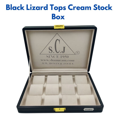 Black Lizard Tops Cream Stock Box | Tops \ Earrings Stock Box | Jewelry Storage Box