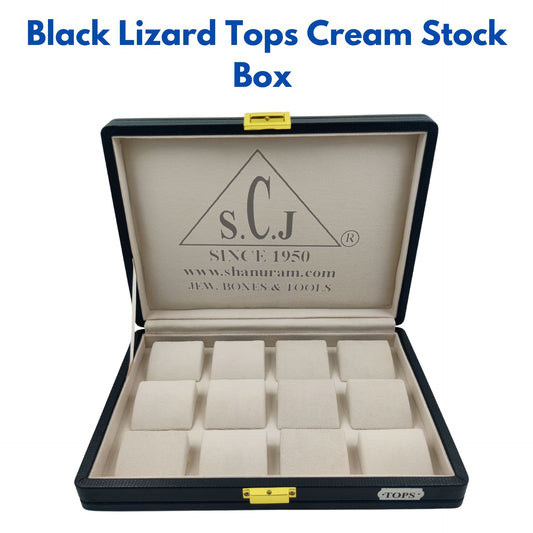 Black Lizard Tops Cream Stock Box | Tops \ Earrings Stock Box | Jewelry Storage Box