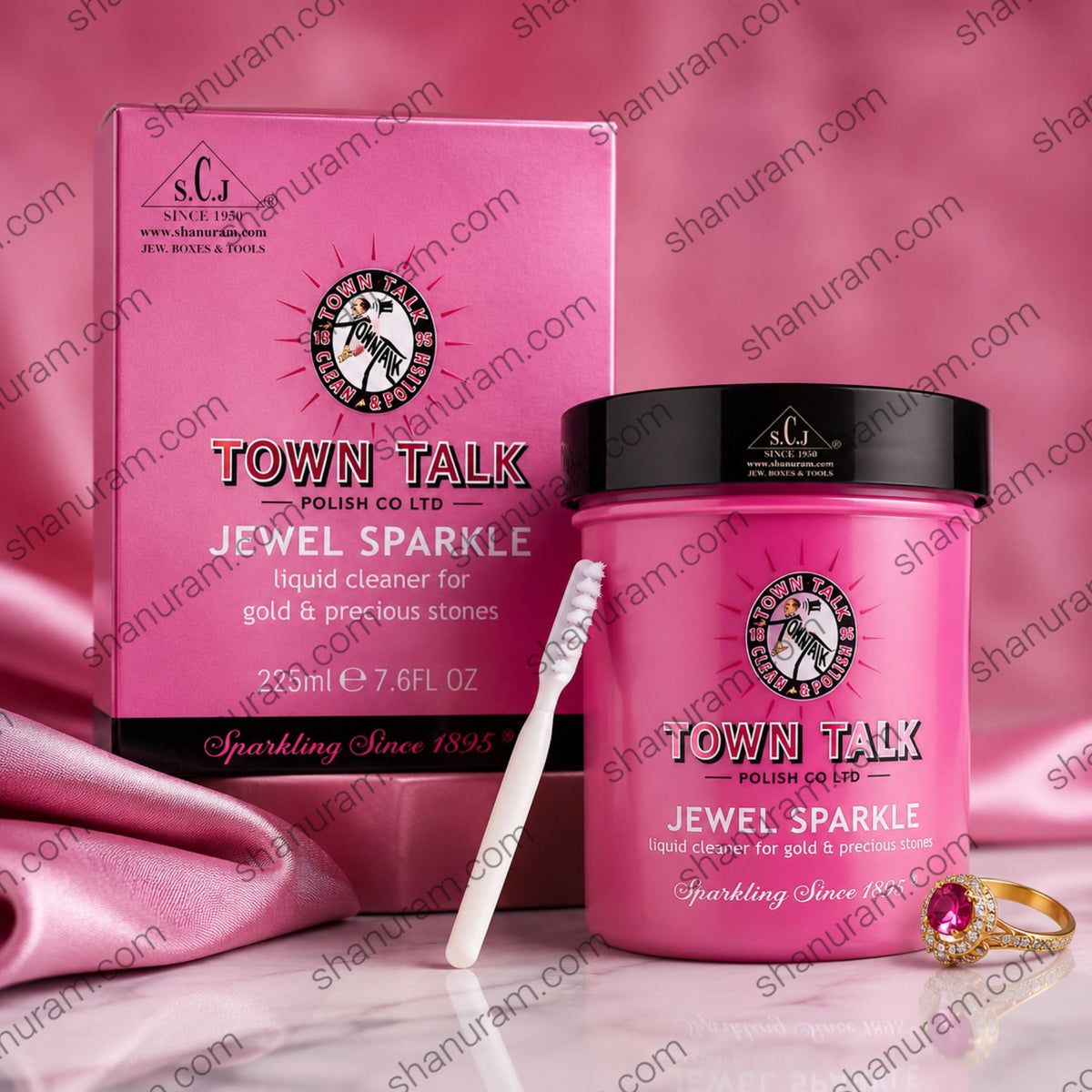 Town Talk Jewel Sparkle Liquid Cleaner | Gold & Precious Stone Jewellery Bath - 225ml