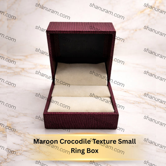 Maroon Crocodile Texture Small Ring Box