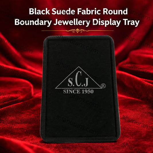 Black Suede Fabric Round Boundary Jewellery Display Tray