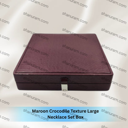 Maroon Crocodile Texture Large Necklace Set Box
