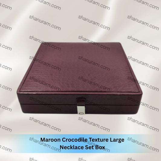 Maroon Crocodile Texture Large Necklace Set Box