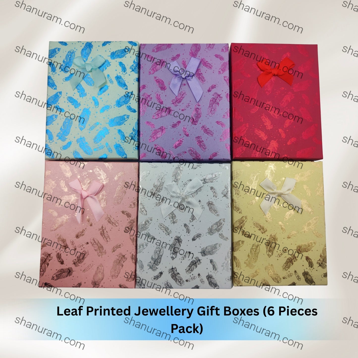 Leaf Printed Jewellery Gift Boxes (6 Pieces Pack) – Multipurpose Jewellery Packaging