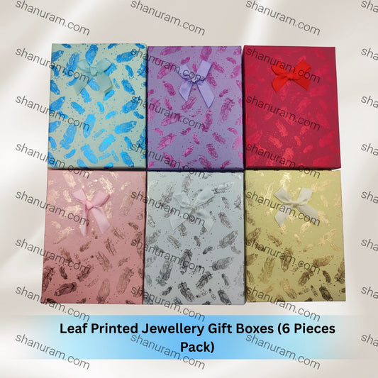 Leaf Printed Jewellery Gift Boxes (6 Pieces Pack) – Multipurpose Jewellery Packaging
