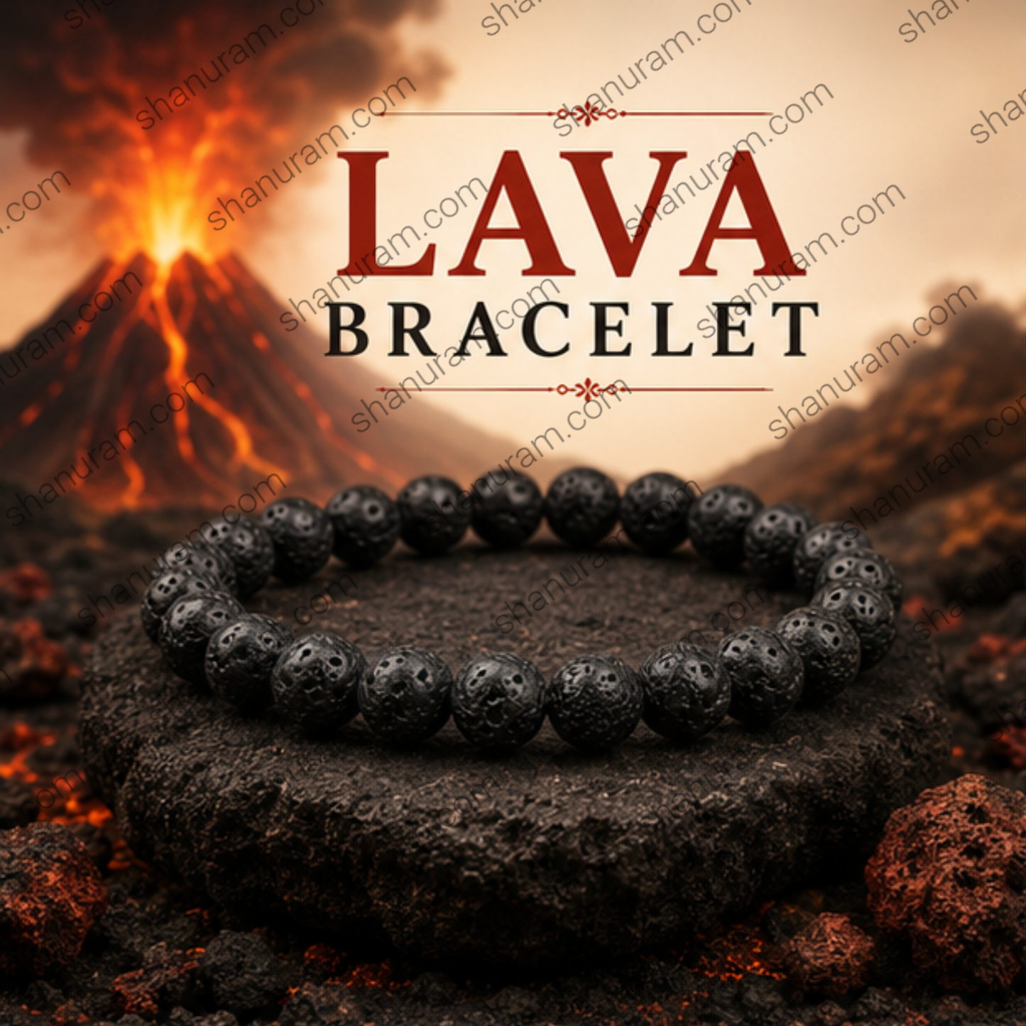 Natural Lava Stone Bracelet for Men & Women | 8mm Volcanic Lava Beads Stretch Bracelet | Strength, Grounding & Confidence
