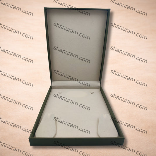 Premium Green Finish Long Necklace Box with Soft Cream Suede Interior