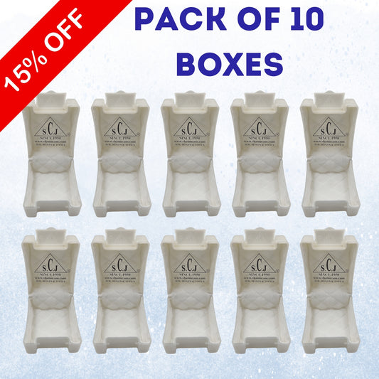 SCJ Ring Box Pack of 10 Off White Plastic Jewellery Boxes