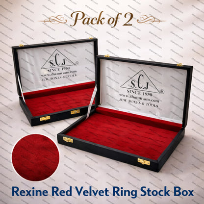 Pack of 2 Ring Rexene Red Velvet Stock Box | Ring Velvet Storage Box | Ring Jewellery Storage Box