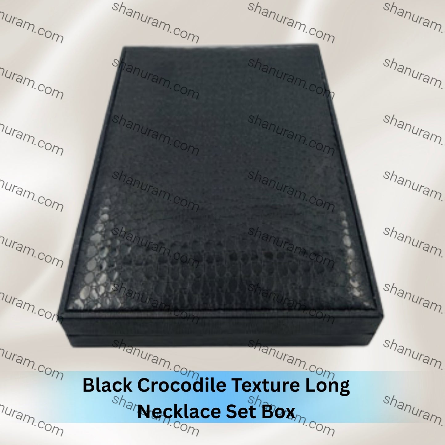 Black Crocodile Texture Long Necklace Set Box