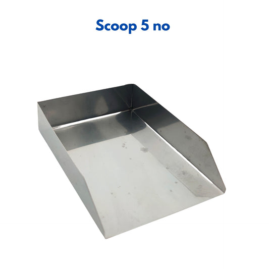 Metal scoop on a white background with 'Scoop 5 no' text.
