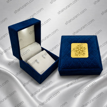 Blue Cuthley Tops Jewelry Box | Premium Velvet Earring Gift Box with White Suede Interior | 3×3×2 Inch