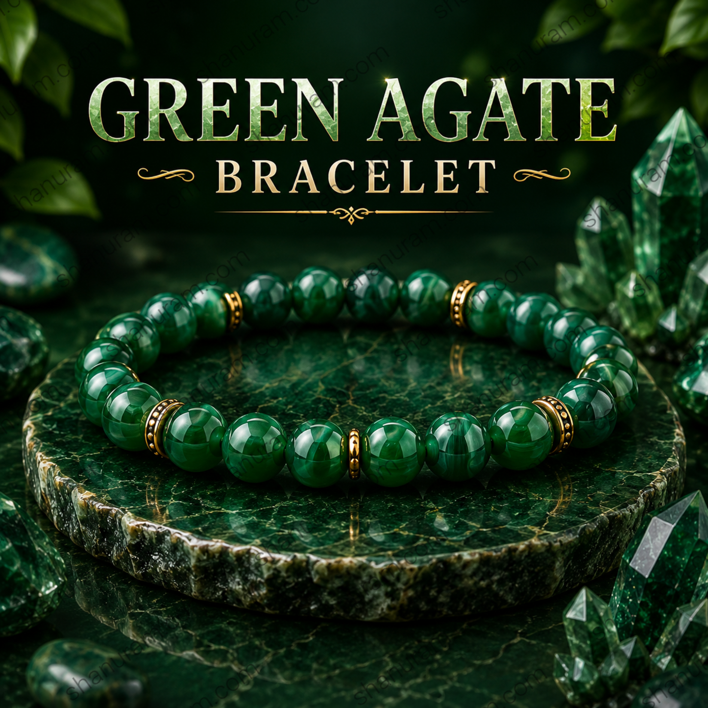 Natural Green Agate Bracelet – Healing Crystal Bracelet for Peace, Clarity & Positive Energy