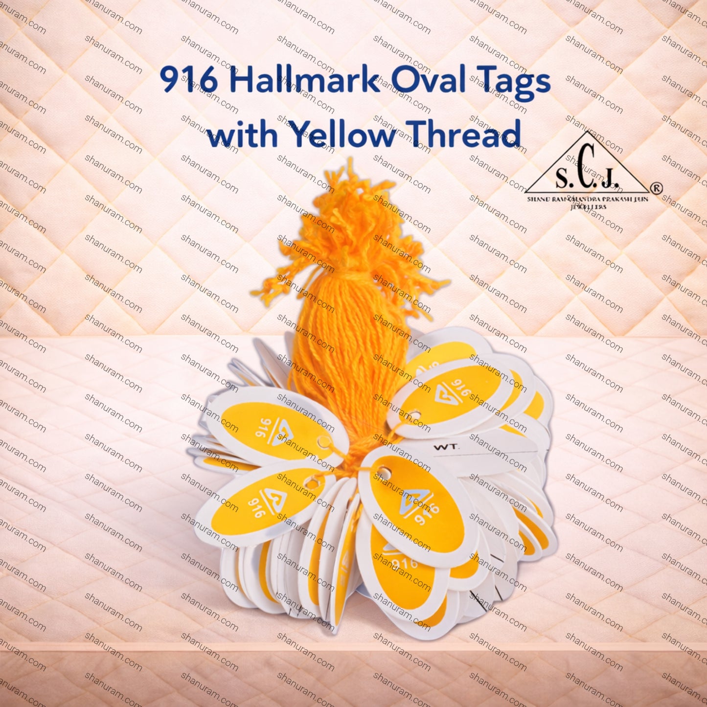 916 Hallmark Oval Tags with Yellow Thread (Pack of 10 Bunches) | Approx. 500 Tags)