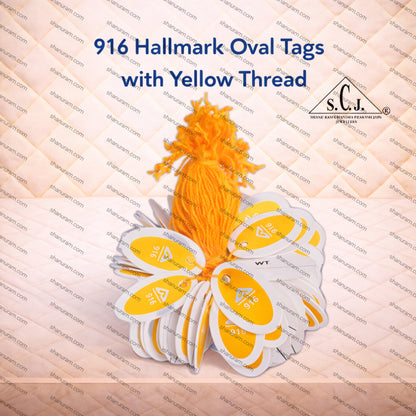 916 Hallmark Oval Tags with Yellow Thread (Pack of 10 Bunches) | Approx. 500 Tags)