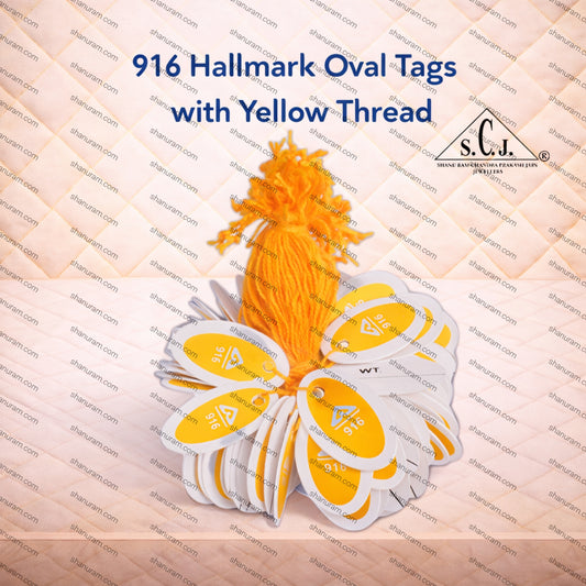 916 Hallmark Oval Tags with Yellow Thread (Pack of 10 Bunches) | Approx. 500 Tags)