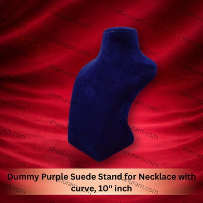 Dummy Purple Suede Stand for Necklace with curve, 10" inch