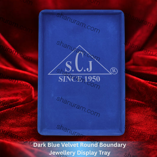 Dark Blue Velvet Round Boundary Jewellery Display Tray