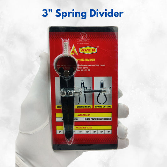 SCJ 3" Spring Divider | Spring Adjustable Compass Divider 3" Fine Point Black Powder Coated Precision Multi Vise Tool