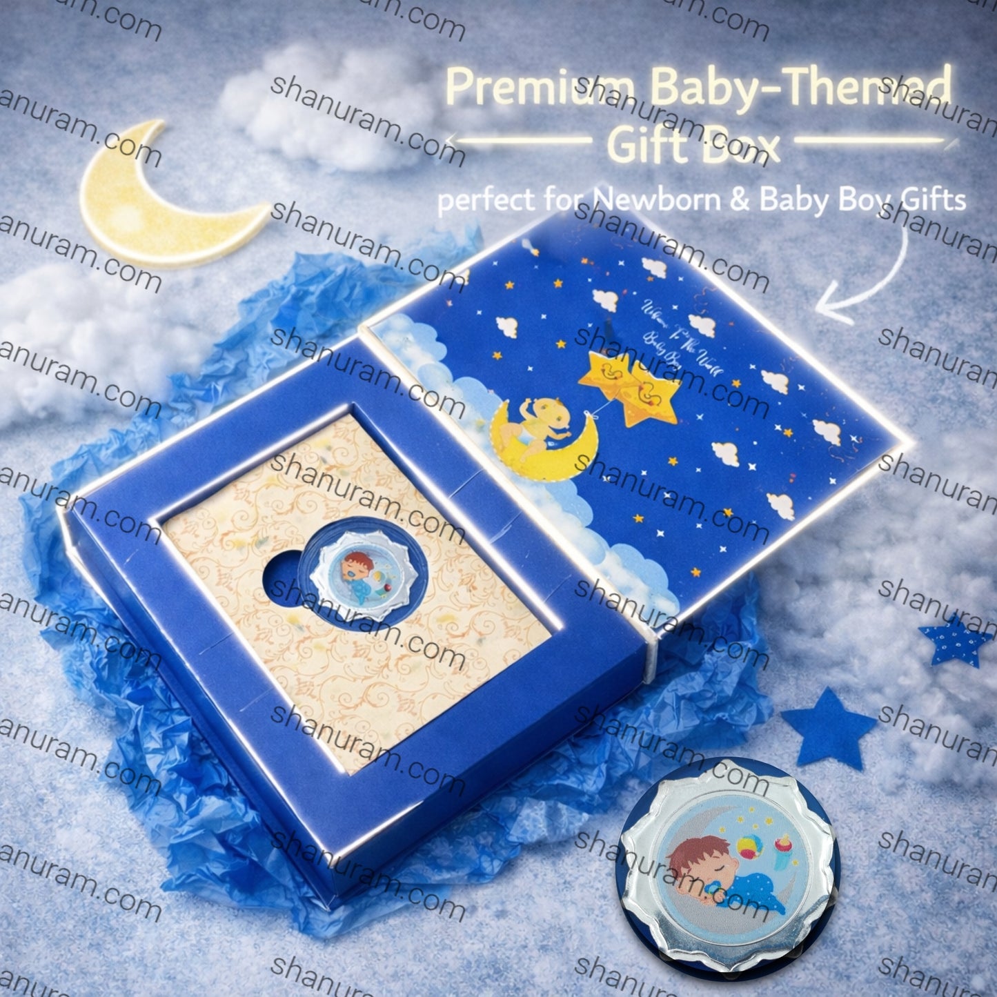 1 Gram Pure Silver Gift Coin in Premium Baby-Themed Hard Cardboard Box