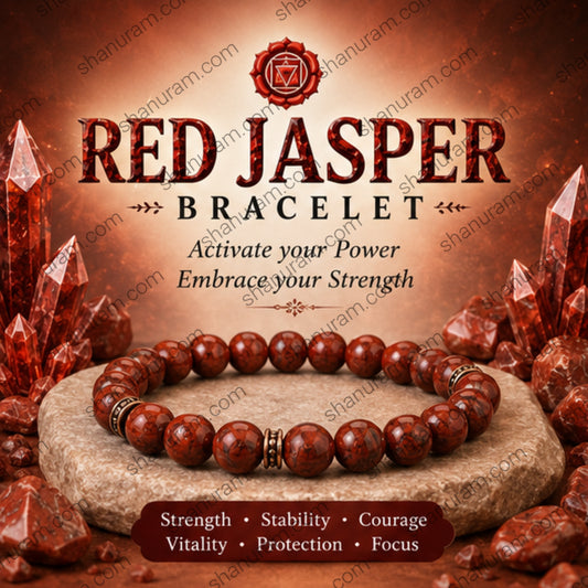 Natural Red Jasper Bracelet – Healing Crystal Beaded Bracelet for Strength, Courage & Protection