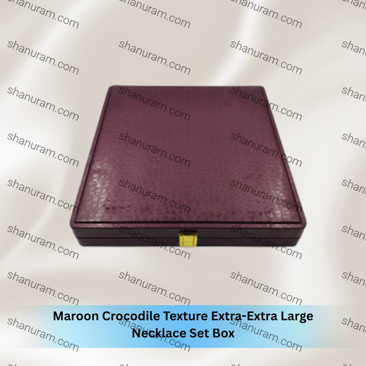Maroon Crocodile Texture Extra-Extra Large Necklace Set Box