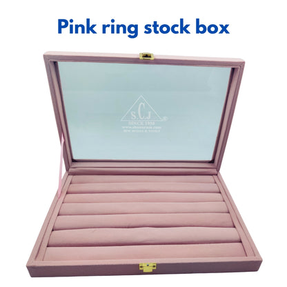 Pink Suede Fabric Ring Stock Display Box