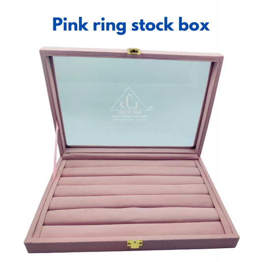 Pink Suede Fabric Ring Stock Display Box