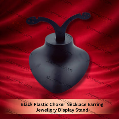 Black Plastic Choker Necklace Earring Jewellery Display Stand