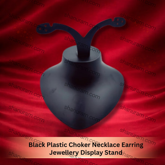 Black Plastic Choker Necklace Earring Jewellery Display Stand