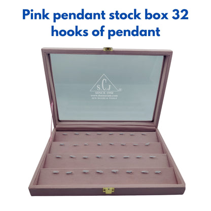Pink Suede Fabric Pendant Stock Display Box