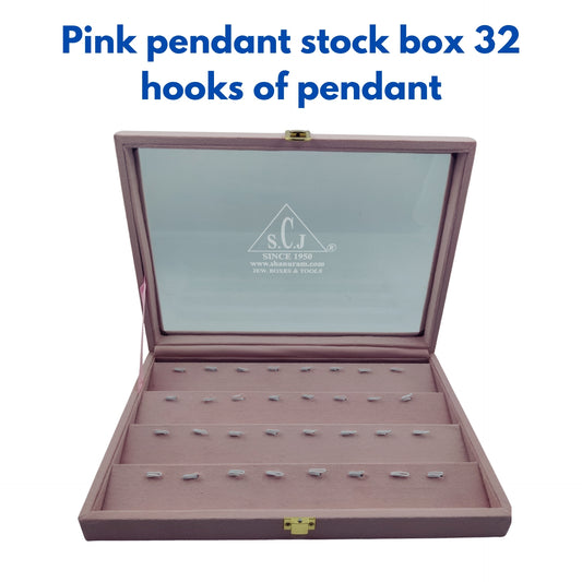 Pink Suede Fabric Pendant Stock Display Box